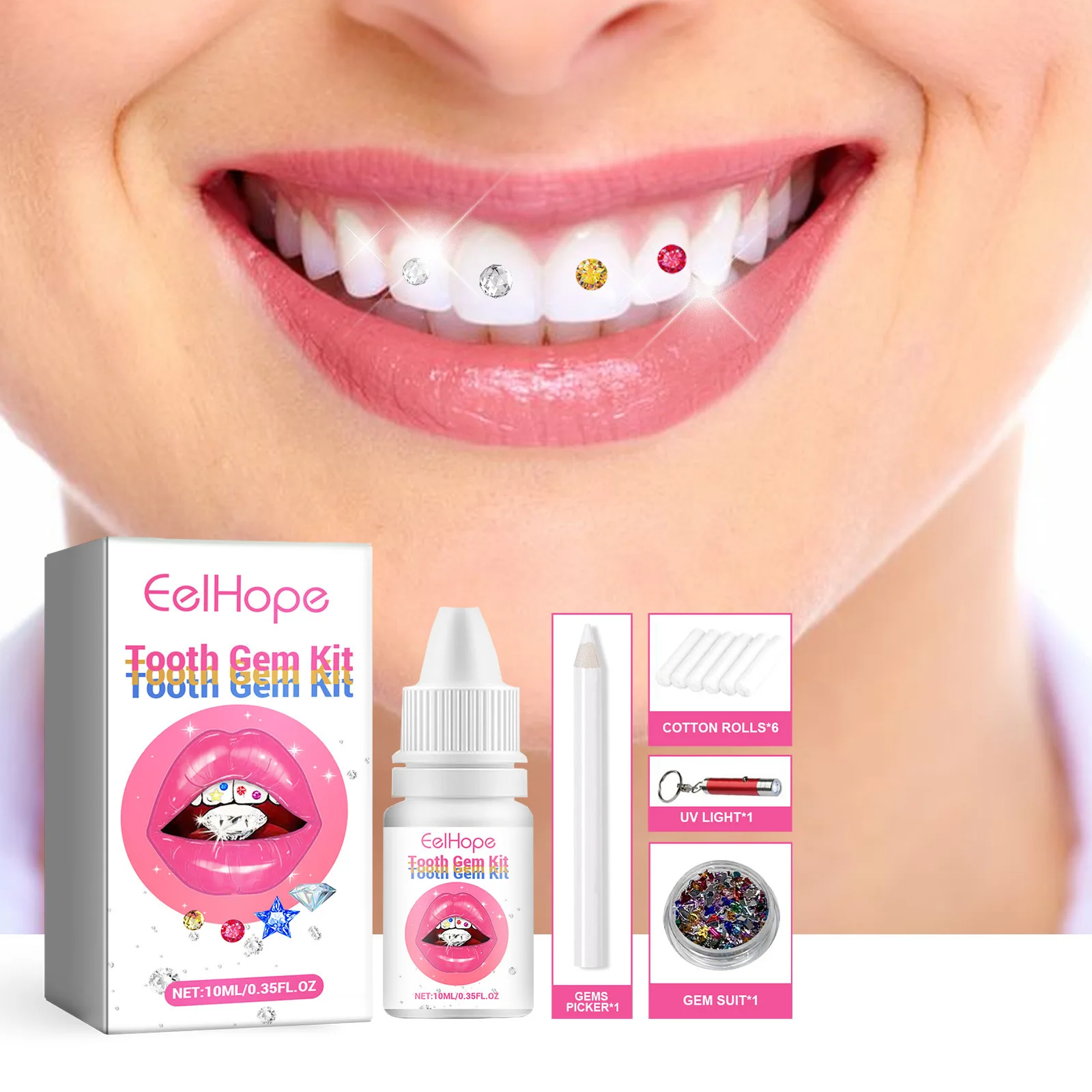 Teeth Whitening Light Kit - Kit Gioielli per Denti Fai-da-Te, Decorazioni